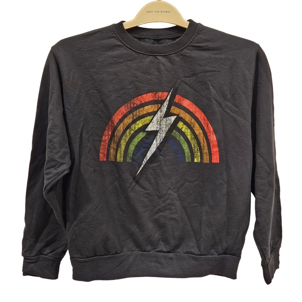 Prince Peter Rainbow Lightning Bolt Sweatshirt Black Distressed Graphic Pullover